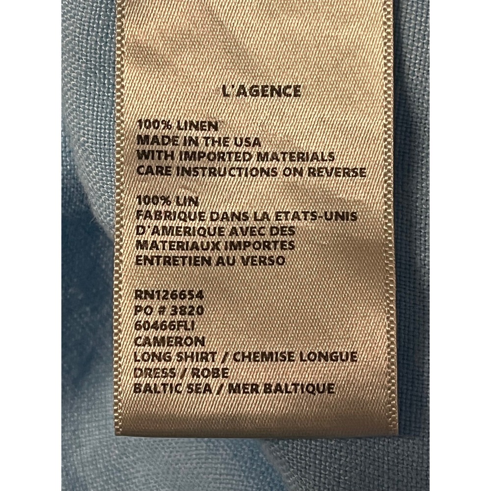 L'AGENCE Light Blue Linen‎ Maxi Shirt Dress Long Sleeve Button Down Size S/P - Picture 9 of 15